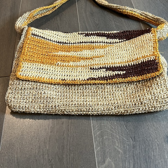 Artisan Multicoloured Neutral Crochet Messenger Cross Body Bag Women - Picture 15 of 16